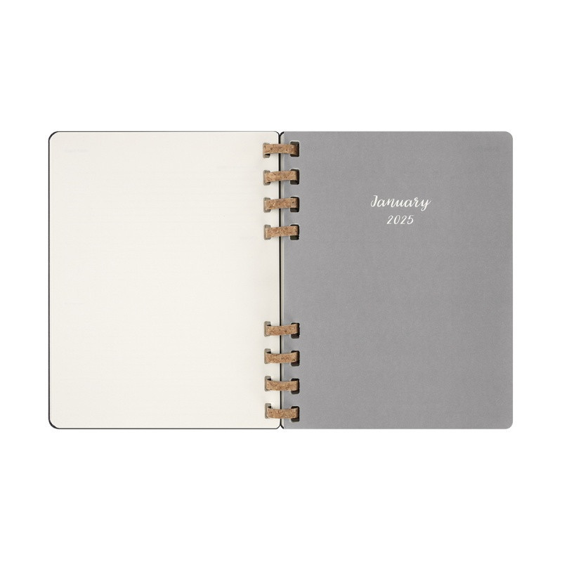 Kalendarz tygodniowy i miesięczny na spirali MOLESKINE 2025, 12M, XL, twarda oprawa, 20,4x25,2cm, czarny