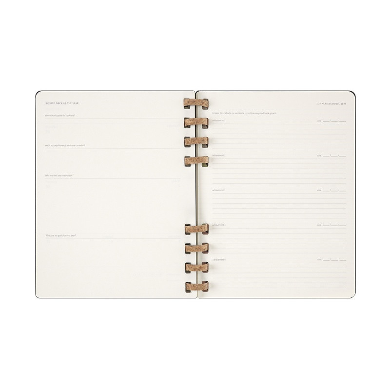Kalendarz tygodniowy i miesięczny na spirali MOLESKINE 2025, 12M, XL, twarda oprawa, 20,4x25,2cm, czarny