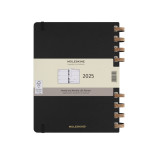 Kalendarz tygodniowy i miesięczny na spirali MOLESKINE 2025, 12M, XL, twarda oprawa, 20,4x25,2cm, czarny