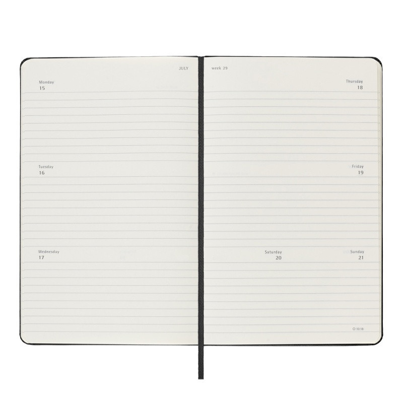Kalendarz tygodniowy horyzontalny MOLESKINE 2024/25, 18M, L, twarda oprawa, 13x21cm, czarny