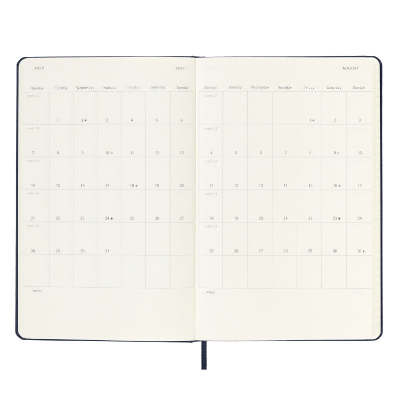 Kalendarz tygodniowy horyzontalny MOLESKINE 2024/25, 18M, L, twarda oprawa, 13x21cm, czarny