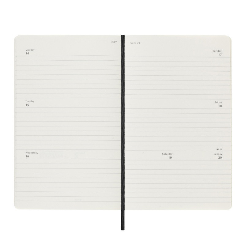 Kalendarz tygodniowy horyzontalny MOLESKINE 2025, 12M, L, miękka oprawa, 13x21cm, czarny