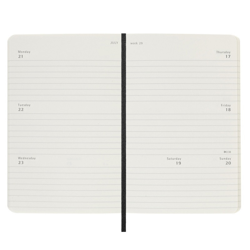 Kalendarz tygodniowy horyzontalny MOLESKINE 2025, 12M, P, miękka oprawa, 9x14cm, czarny