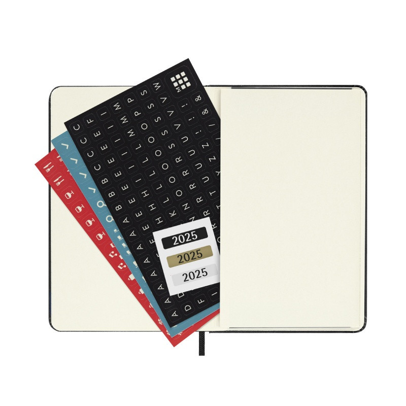 Kalendarz tygodniowy horyzontalny MOLESKINE 2025, 12M, P, twarda oprawa, 9x14cm, czarny