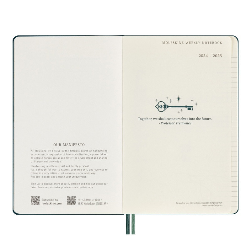 Kalendarz tygodniowy MOLESKINE 2024/25, 18M, L, Harry Potter Alhomora, edycja limitowana, 13x22cm