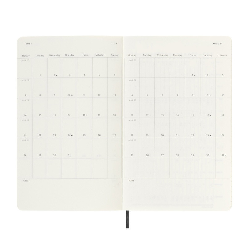 Kalendarz tygodniowy MOLESKINE 2024/25, 18M, L, miękka oprawa, 13x21cm, czarny