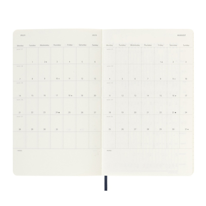 Kalendarz tygodniowy MOLESKINE 2024/25, 18M, L, miękka oprawa, 13x21cm, sapphire blue