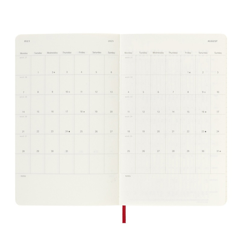 Kalendarz tygodniowy MOLESKINE 2024/25, 18M, L, miękka oprawa, 13x21cm, scarlet red