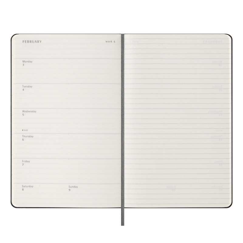 Kalendarz tygodniowy MOLESKINE 2024/25, 18M, L, twarda oprawa, 13x21cm, czarny