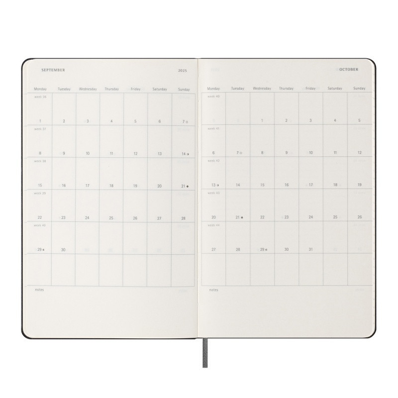 Kalendarz tygodniowy MOLESKINE 2024/25, 18M, L, twarda oprawa, 13x21cm, czarny