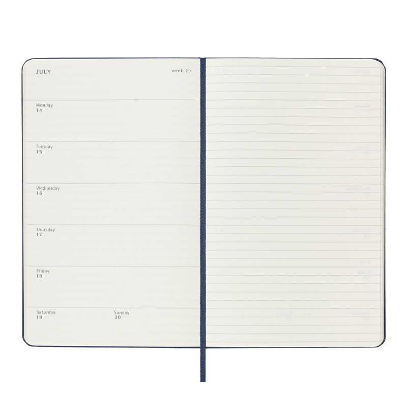 Kalendarz tygodniowy MOLESKINE 2024/25, 18M, L, twarda oprawa, 13x21cm, sapphire blue