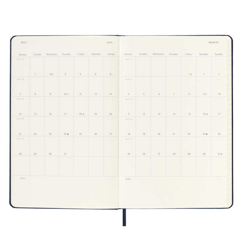 Kalendarz tygodniowy MOLESKINE 2024/25, 18M, L, twarda oprawa, 13x21cm, sapphire blue
