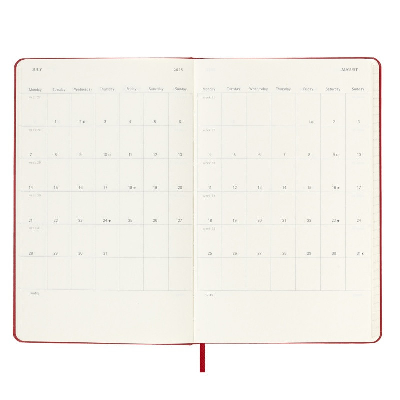 Kalendarz tygodniowy MOLESKINE 2024/25, 18M, L, twarda oprawa, 13x21cm, scarlet red