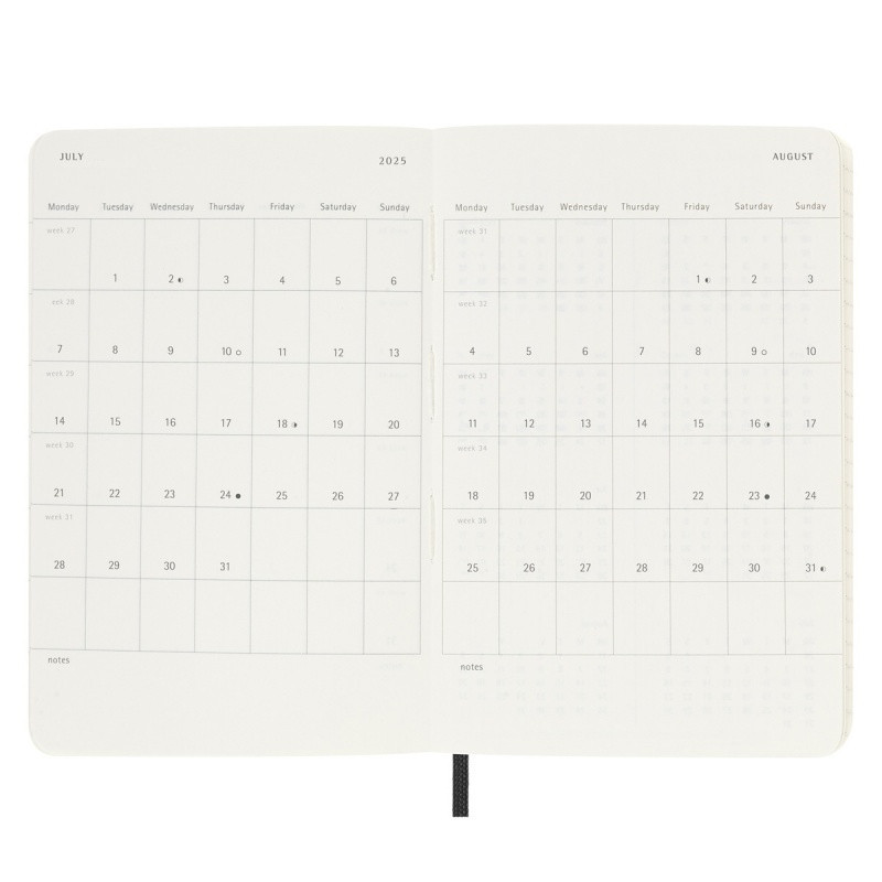 Kalendarz tygodniowy MOLESKINE 2024/25, 18M, P, miękka oprawa, 9x14cm, czarny