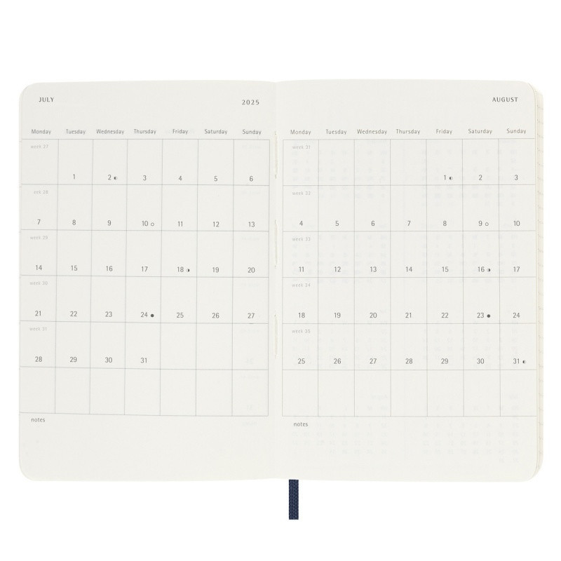 Kalendarz tygodniowy MOLESKINE 2024/25, 18M, P, miękka oprawa, 9x14cm, sapphire blue