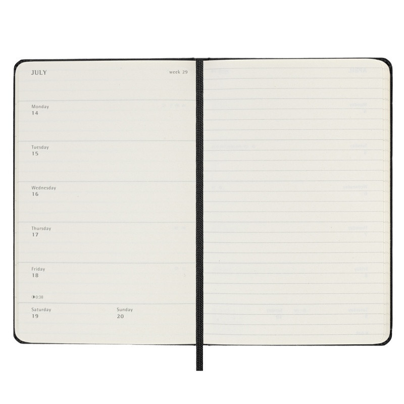 Kalendarz tygodniowy MOLESKINE 2024/25, 18M, P, twarda oprawa, 9x14cm, czarny
