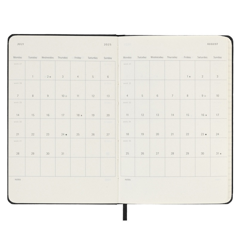 Kalendarz tygodniowy MOLESKINE 2024/25, 18M, P, twarda oprawa, 9x14cm, czarny