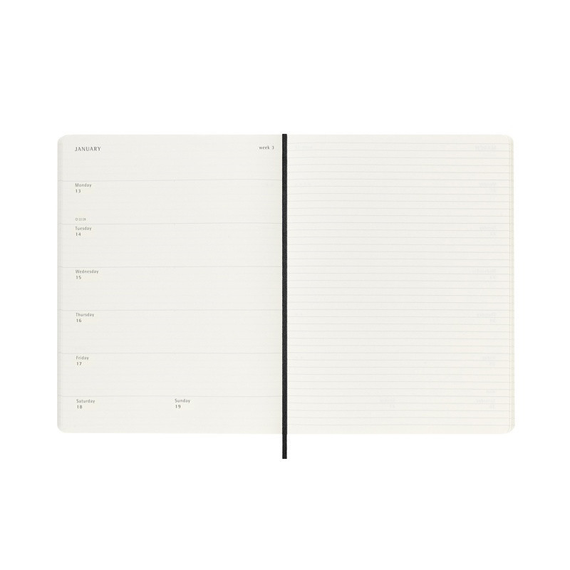 Kalendarz tygodniowy MOLESKINE 2024/25, 18M, XL, miękka oprawa, 19x25cm, czarny