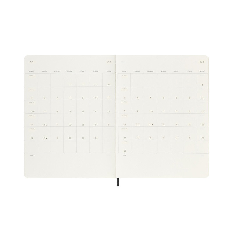 Kalendarz tygodniowy MOLESKINE 2024/25, 18M, XL, miękka oprawa, 19x25cm, czarny