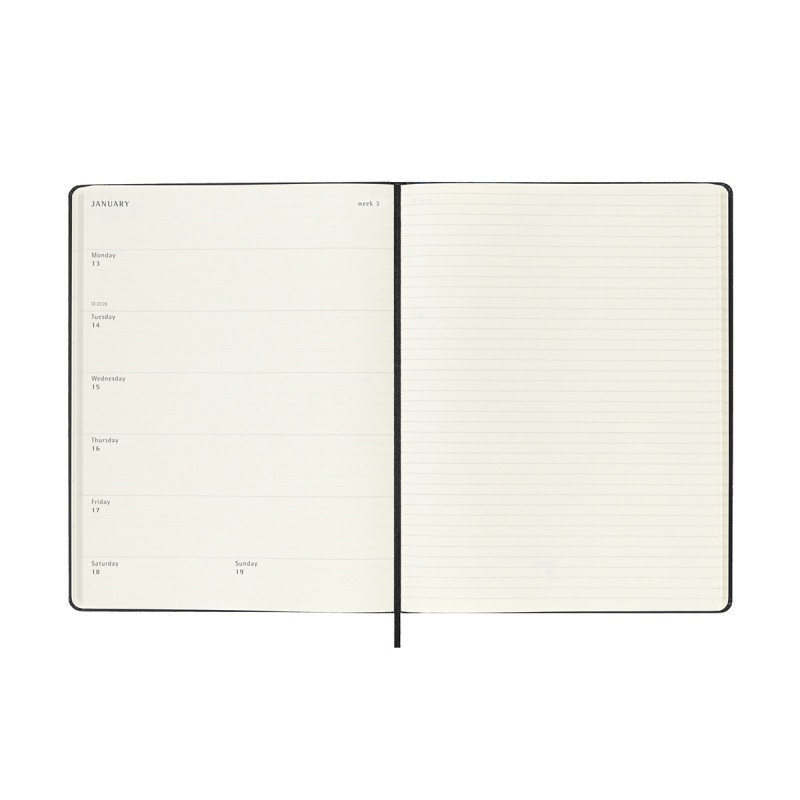 Kalendarz tygodniowy MOLESKINE 2024/25, 18M, XL, twarda oprawa, 19x25cm, czarny
