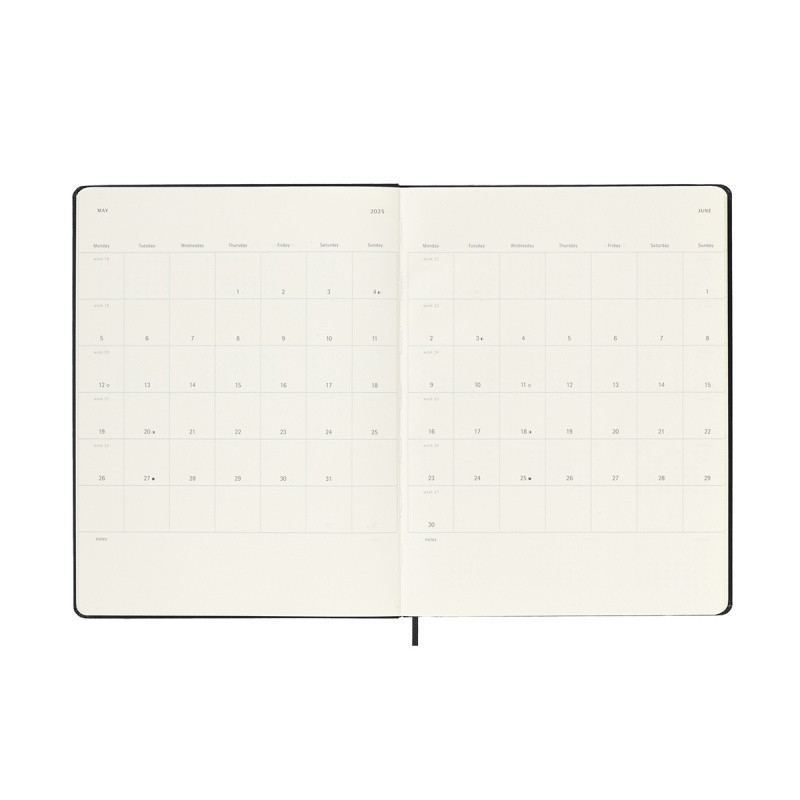 Kalendarz tygodniowy MOLESKINE 2024/25, 18M, XL, twarda oprawa, 19x25cm, czarny