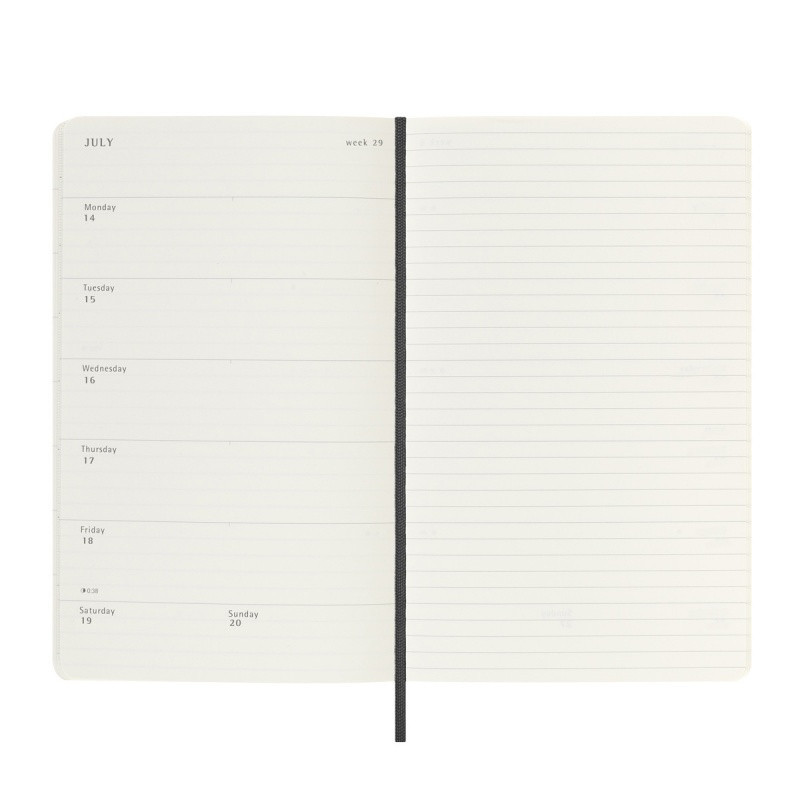 Kalendarz tygodniowy MOLESKINE 2025, 12M, L, miękka oprawa, 13x21cm, czarny