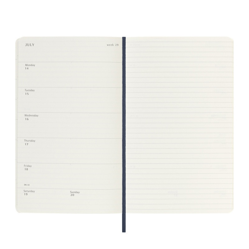 Kalendarz tygodniowy MOLESKINE 2025, 12M, L, miękka oprawa, 13x21cm, sapphire blue