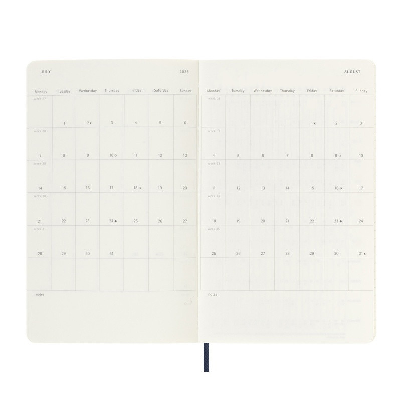 Kalendarz tygodniowy MOLESKINE 2025, 12M, L, miękka oprawa, 13x21cm, sapphire blue