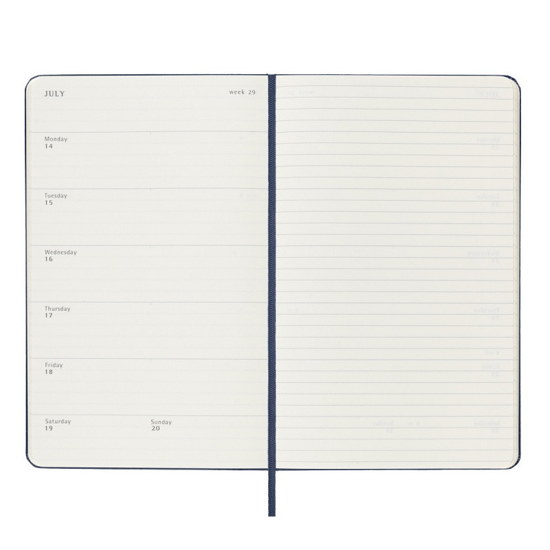 Kalendarz tygodniowy MOLESKINE 2025, 12M, L, twarda oprawa, 13x21cm, sapphire blue