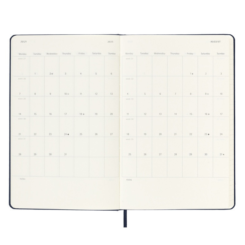 Kalendarz tygodniowy MOLESKINE 2025, 12M, L, twarda oprawa, 13x21cm, sapphire blue