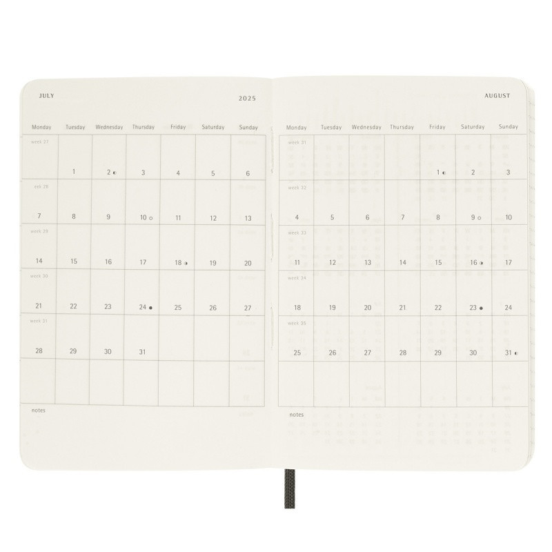 Kalendarz tygodniowy MOLESKINE 2025, 12M, P, miękka oprawa, 9x14cm, myrtle green