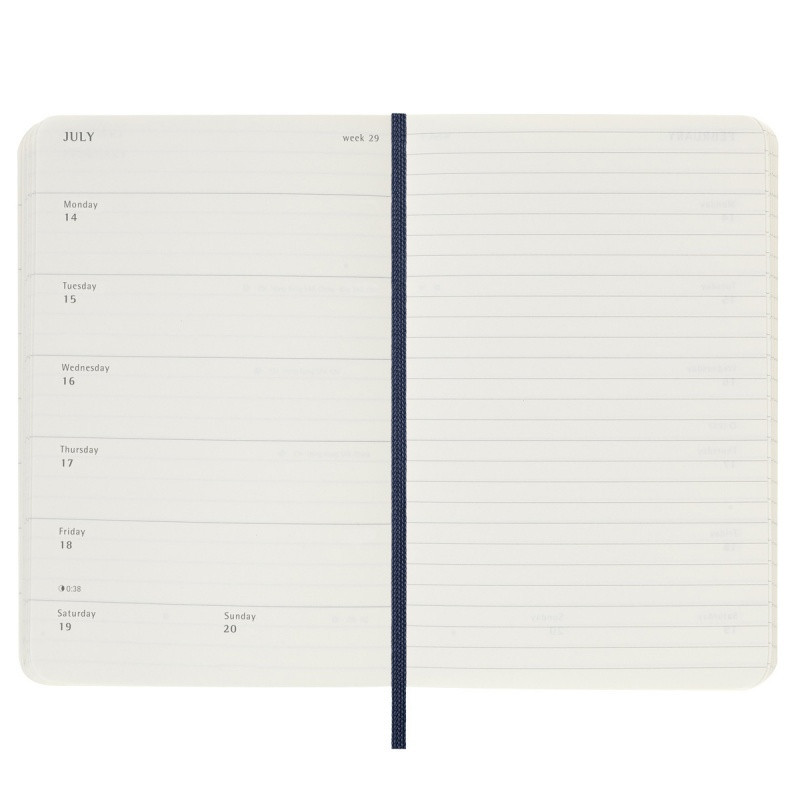Kalendarz tygodniowy MOLESKINE 2025, 12M, P, miękka oprawa, 9x14cm, sapphire blue