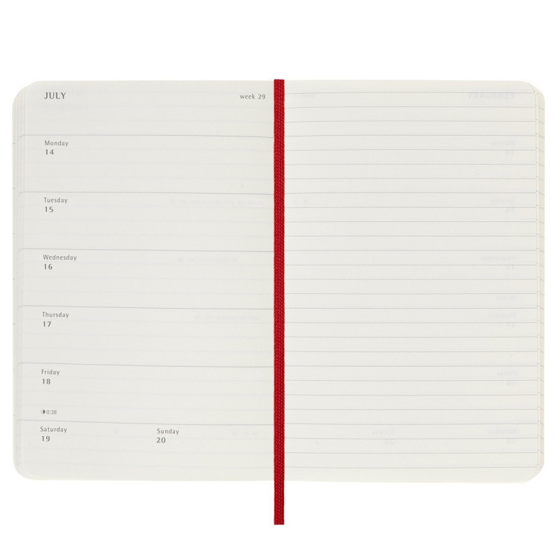 Kalendarz tygodniowy MOLESKINE 2025, 12M, P, miękka oprawa, 9x14cm, scarlet red