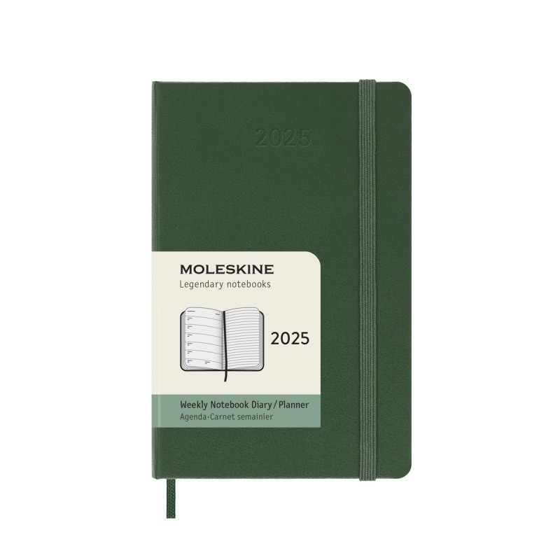 Kalendarz tygodniowy MOLESKINE 2025, 12M, P, twarda oprawa, 9x14cm, myrtle green