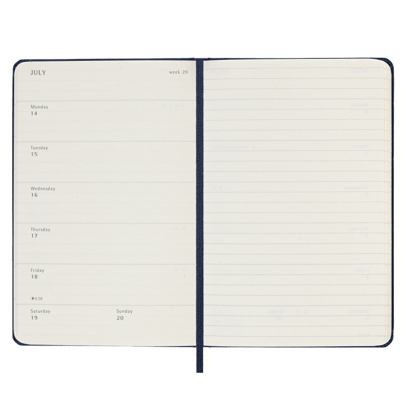 Kalendarz tygodniowy MOLESKINE 2025, 12M, P, twarda oprawa, 9x14cm, sapphire blue
