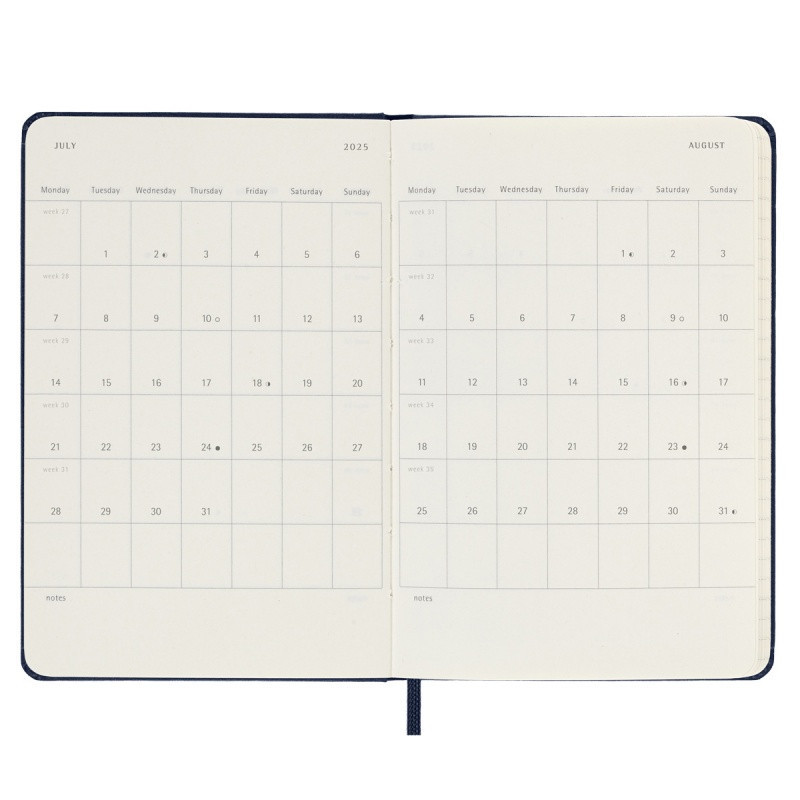 Kalendarz tygodniowy MOLESKINE 2025, 12M, P, twarda oprawa, 9x14cm, sapphire blue