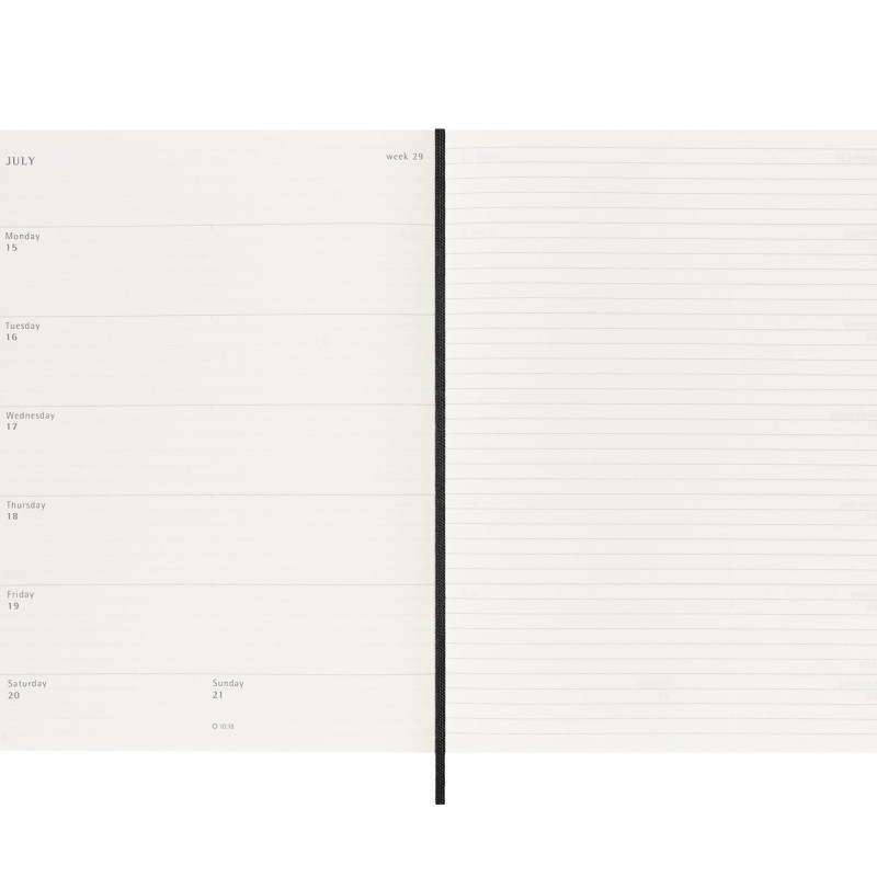 Kalendarz tygodniowy MOLESKINE 2025, 12M, XL, miękka oprawa, 19x25cm, czarny