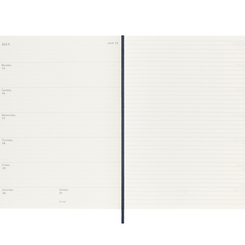 Kalendarz tygodniowy MOLESKINE 2025, 12M, XL, miękka oprawa, 19x25cm, sapphire blue