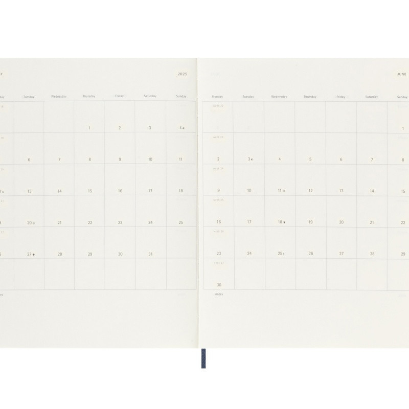 Kalendarz tygodniowy MOLESKINE 2025, 12M, XL, miękka oprawa, 19x25cm, sapphire blue