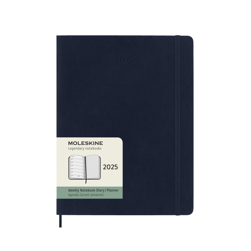 Kalendarz tygodniowy MOLESKINE 2025, 12M, XL, miękka oprawa, 19x25cm, sapphire blue