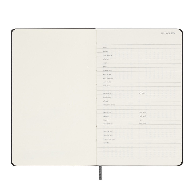 Kalendarz tygodniowy MOLESKINE bez dat, L, twarda oprawa, 13x21cm, czarny