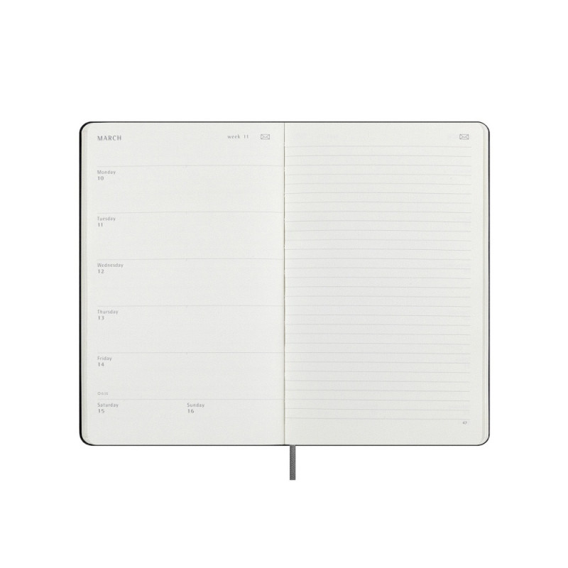Kalendarz tygodniowy MOLESKINE Smart 2025, L, twarda oprawa, 13x21cm, czarny