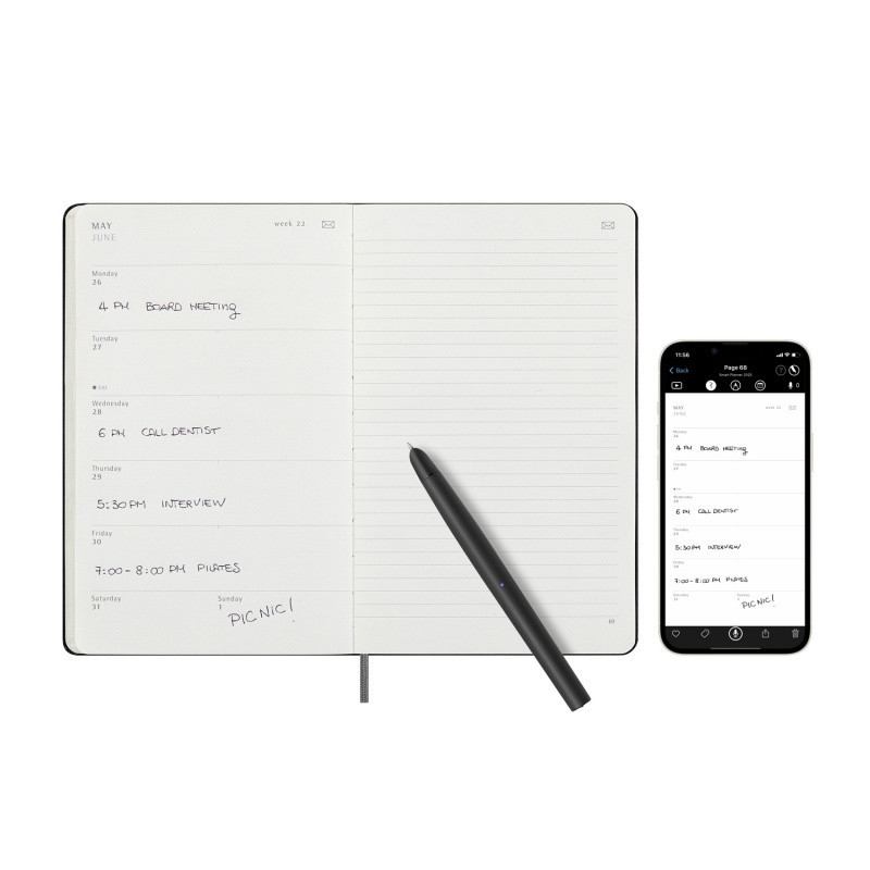 Kalendarz tygodniowy MOLESKINE Smart 2025, L, twarda oprawa, 13x21cm, czarny