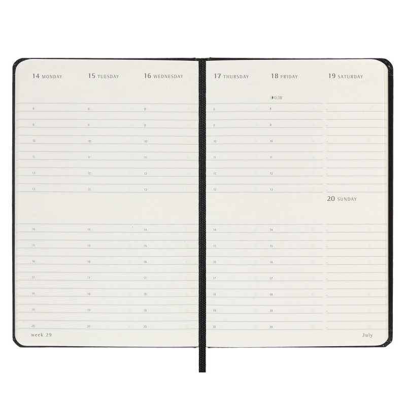 Kalendarz tygodniowy vertykalny MOLESKINE 2025, 12M, P, twarda oprawa, 9x14cm, czarny