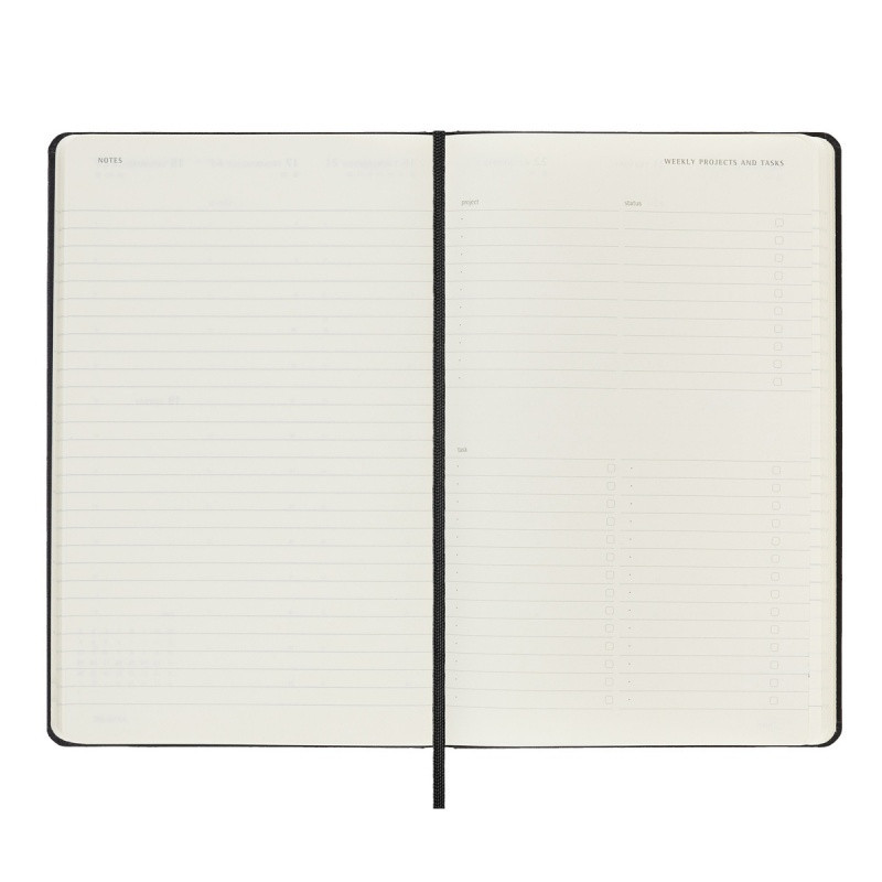 Kalendarz tygodniowy vertykalny MOLESKINE Pro 2025, 12M, L, twarda oprawa, 13x21cm, czarny