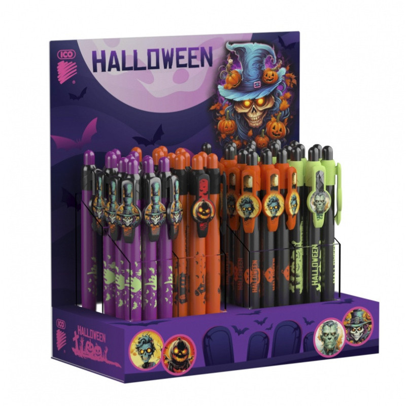 Display długopisów automatycznych ICO Halloween, 48 szt., mix kolorów
