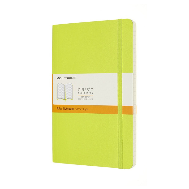 Notes MOLESKINE Classic L (13x21cm), w linie, miękka oprawa, 192 strony, lemon green