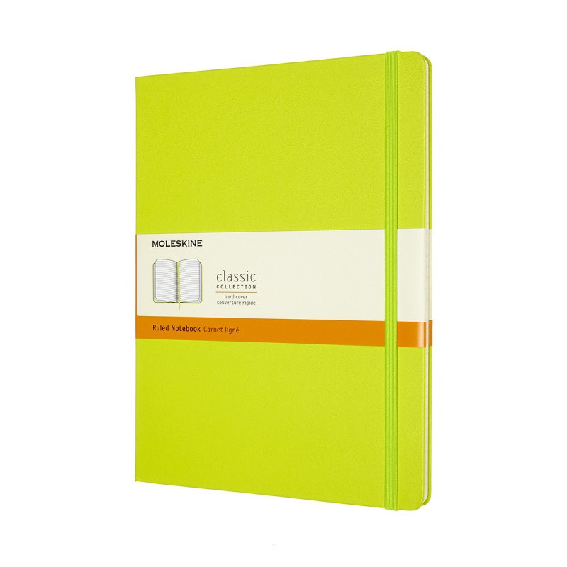 Notes MOLESKINE Classic XL (19x25cm), w linie, twarda oprawa, 192 strony, lemon green