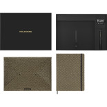 Zestaw kolekcjonerski MOLESKINE Shine, teczka + pióro wieczne Kaweco + notes w linie, metaliczny złoty