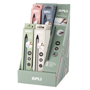 Display ołówków wiecznych APLI Infinite, HB, pudełko kart. z zawieszką, 20 szt., mix kolorów